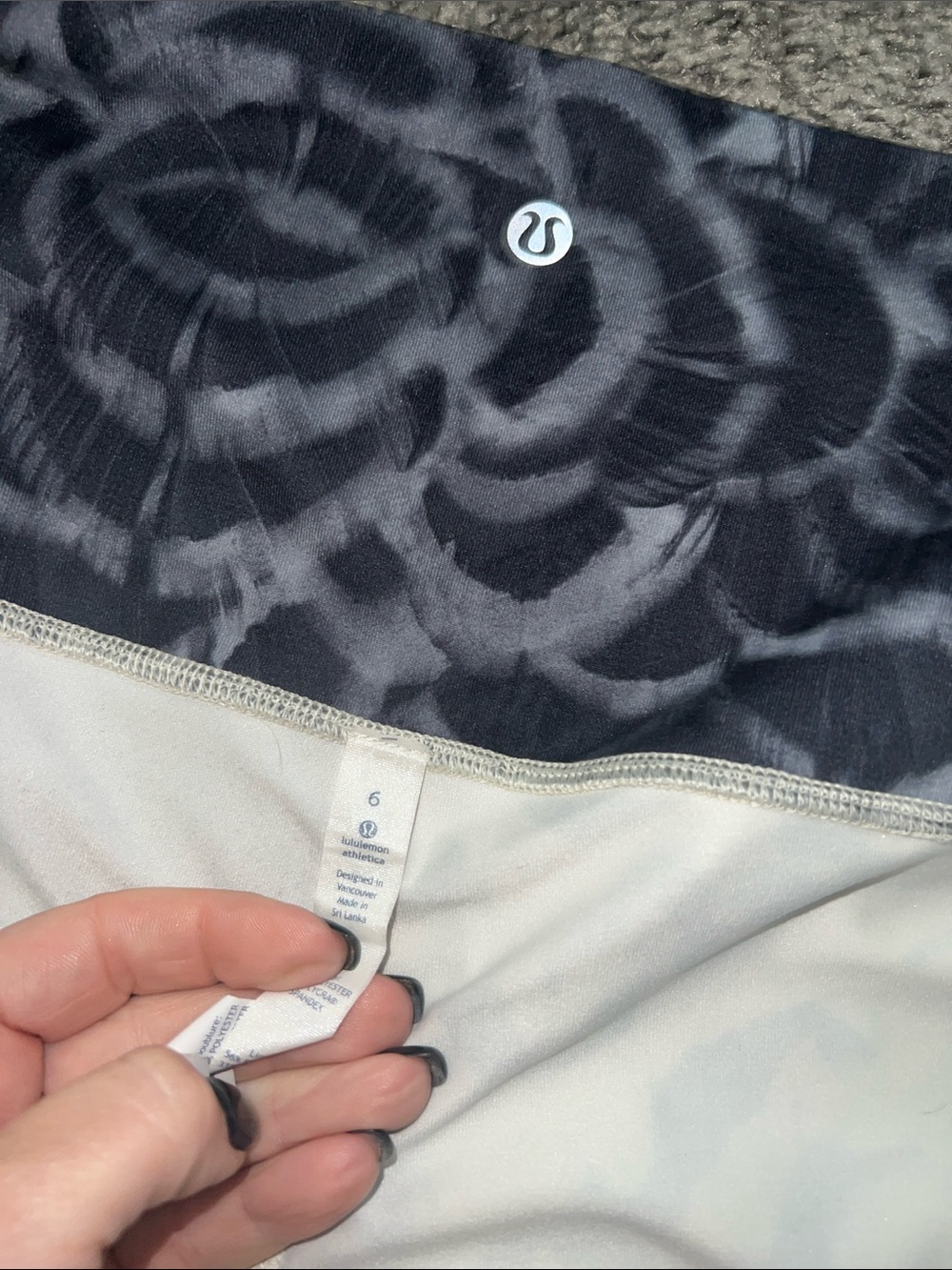lululemon Black and White Abstract Print High-Rise Shorts